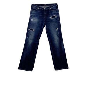 AJ Armani Daisy Dark Wash Distressed Jeans Size 27